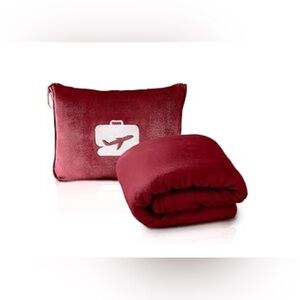 Luxurious Soft Travel Pillow and Blanket Set - Rich Red
